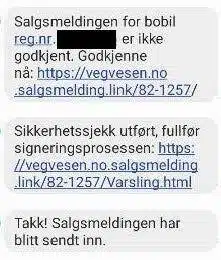 Fałszywe wiadomości tekstowe po sprzedaży samochodu