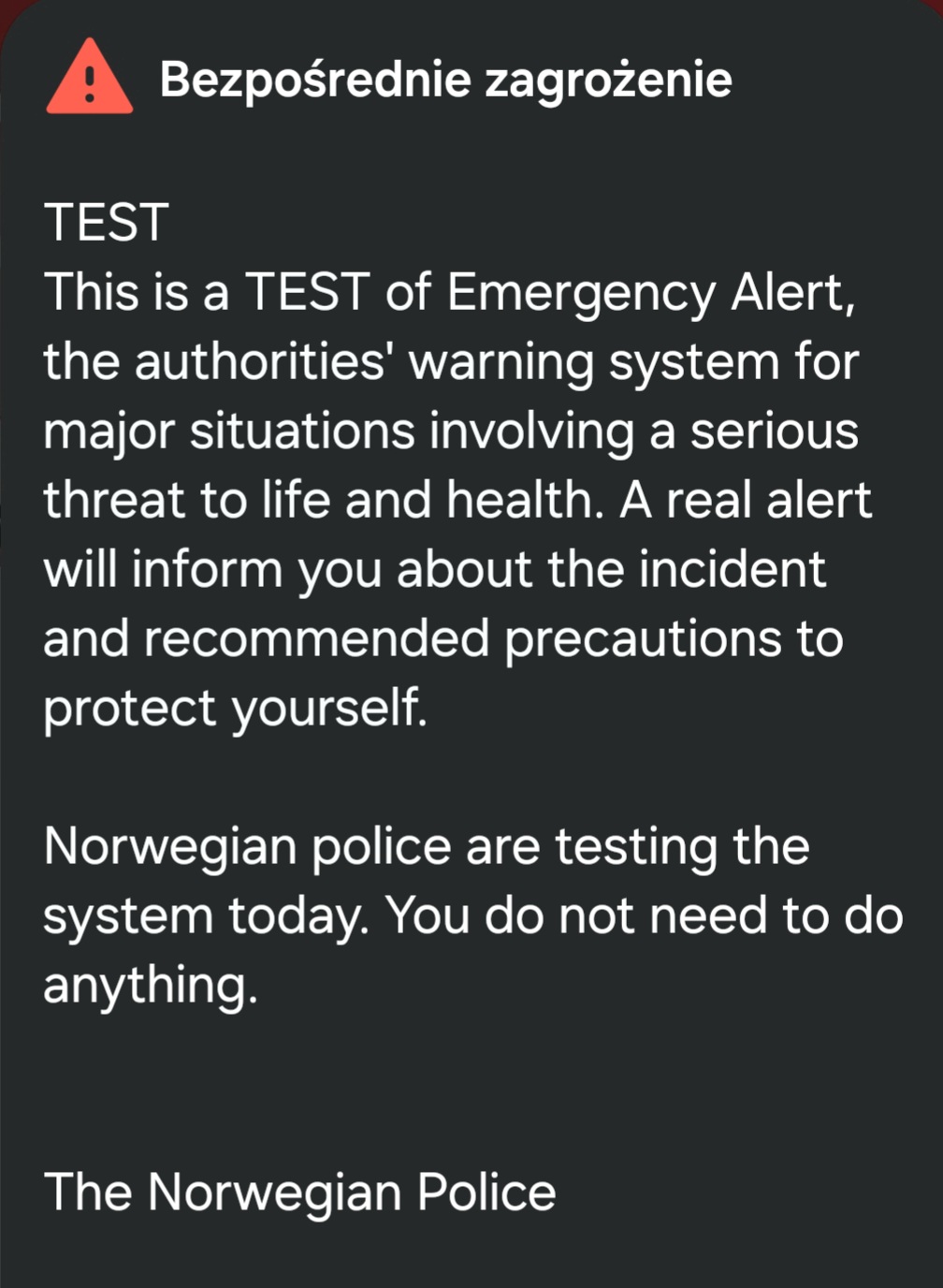 Ważny komunikat: 11 czerwca Norwegia sprawdza system ostrzegania