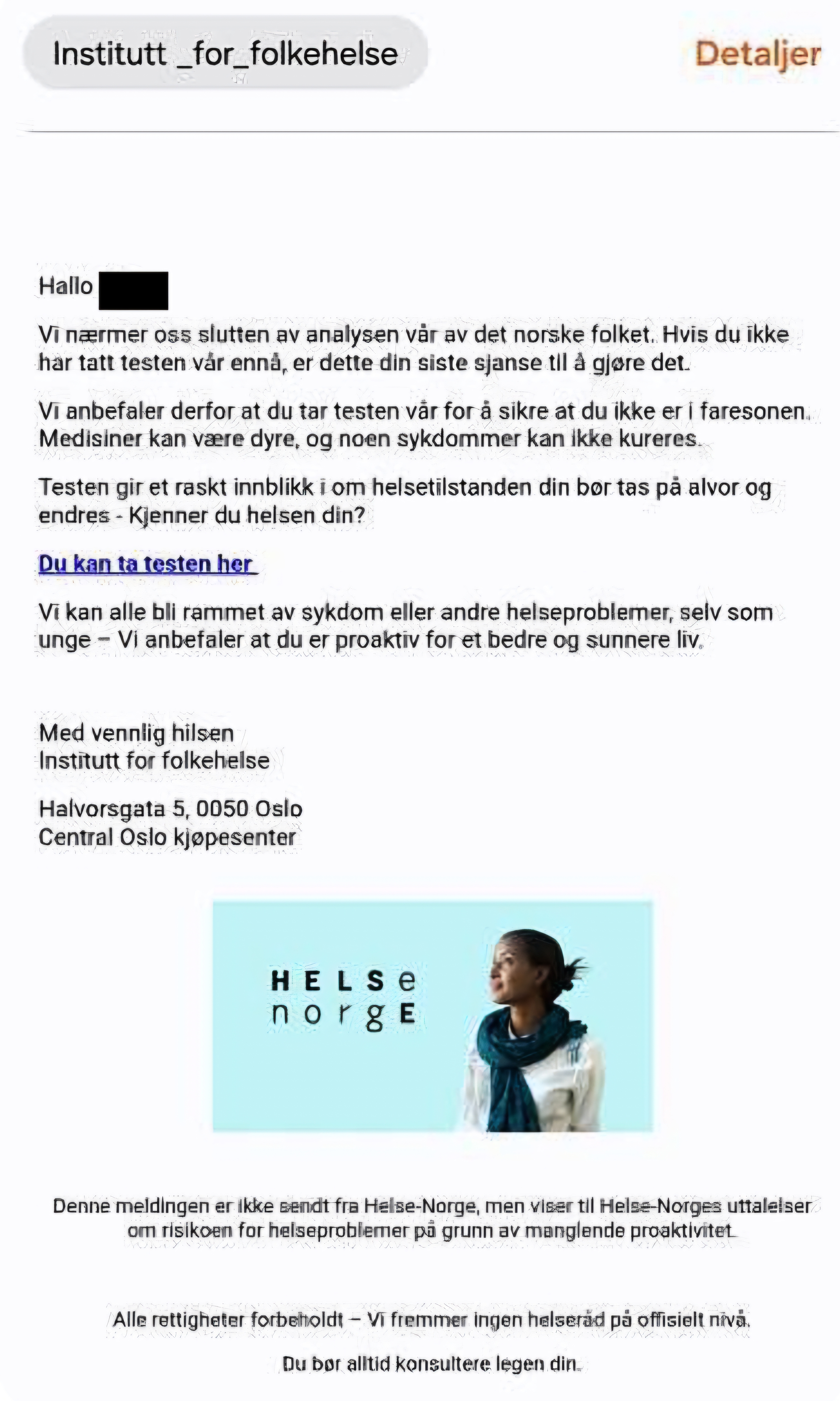 Uwaga na fałszywe e-maile o „teście zdrowia”: FHI ostrzega przed oszustwem! Nie klikaj w link!