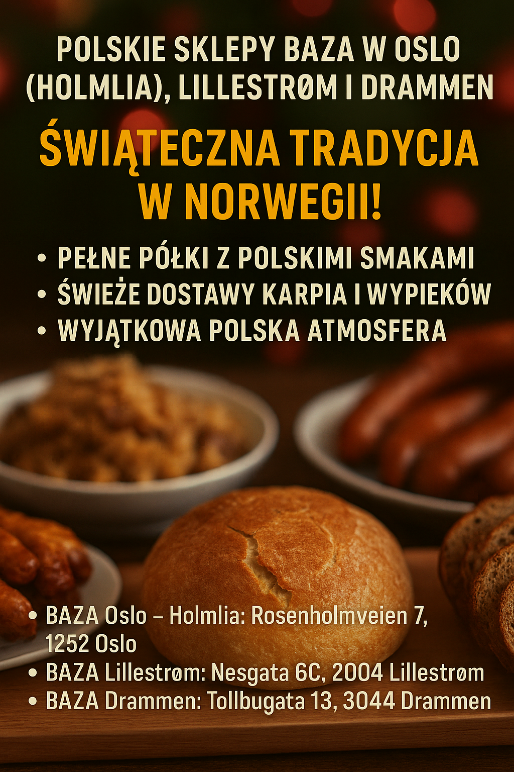 Polskie Sklepy BAZA w Oslo (Holmlia), Lillestrøm i Drammen – świąteczna tradycja, pełne półki i wyjątkowe polskie smaki w Norwegii!