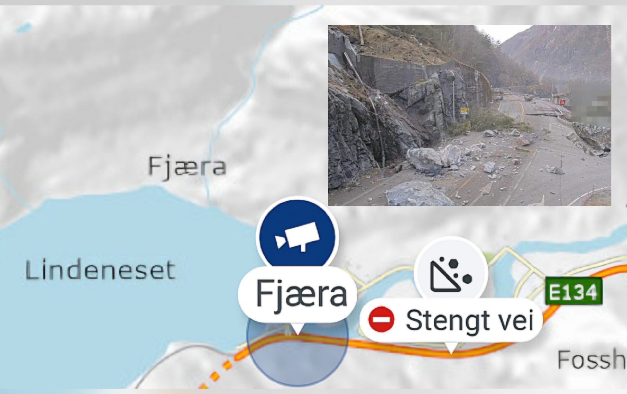 E134 sparaliżowana po potężnym obrywie skalnym. Kluczowa trasa może być zamknięta przez wiele dni