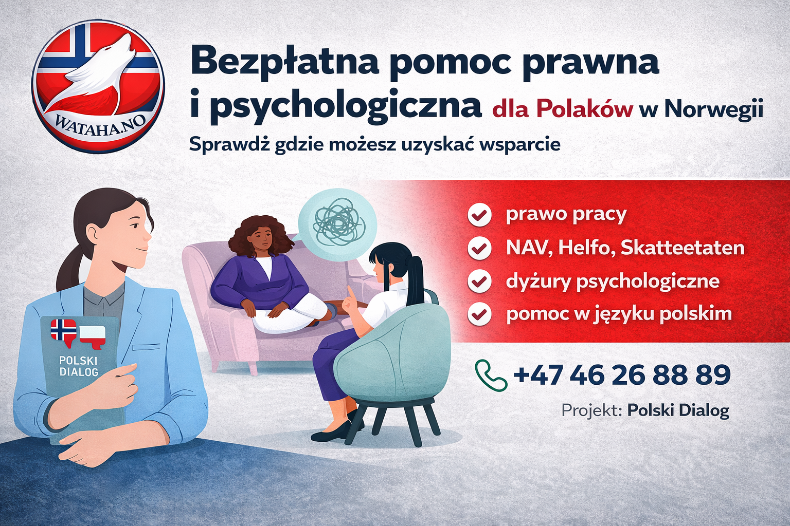 Bezpłatna pomoc prawna i psychologiczna po polsku w Norwegii