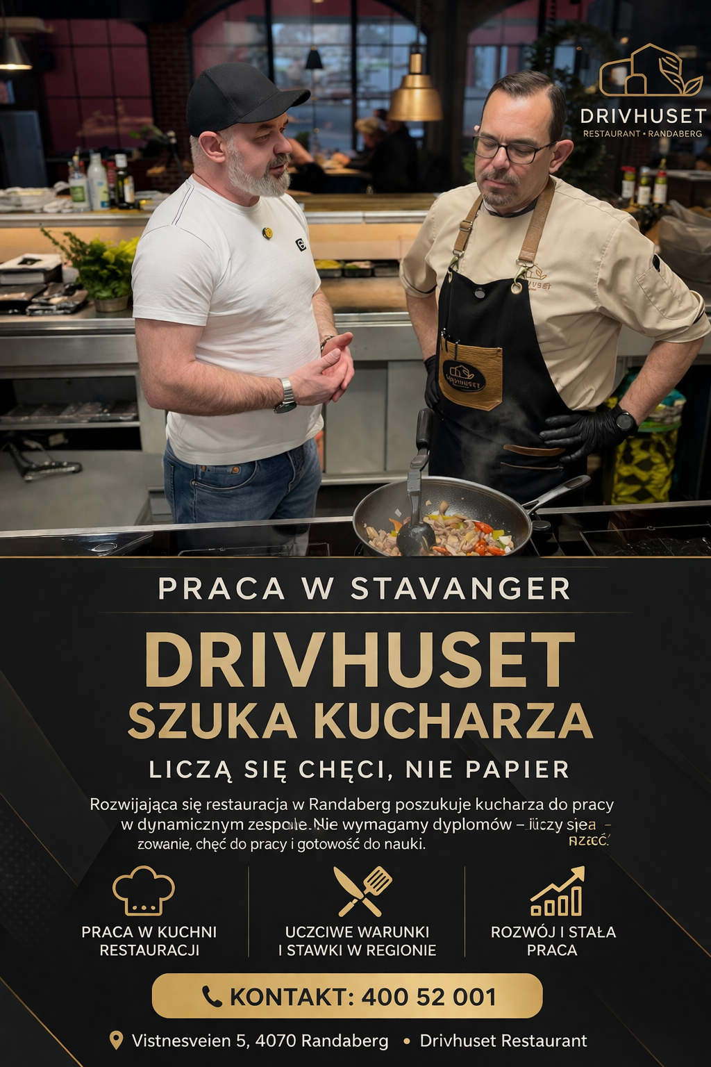 Praca w Stavanger: Drivhuset szuka kucharza - liczą się chęci, nie papier