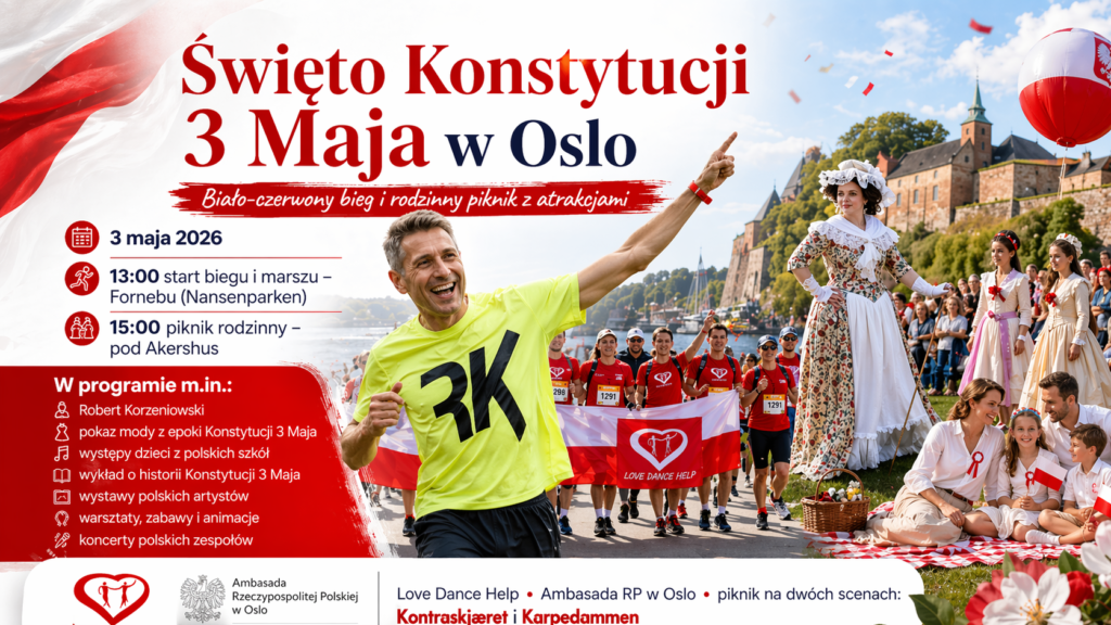 Święto Konstytucji 3 Maja w Oslo. Biało-czerwony bieg, Robert Korzeniowski i rodzinny piknik pod Akershus